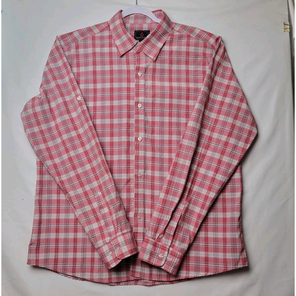 Swiss Cross Womans Button Down Shirt Size L Red White Plaid